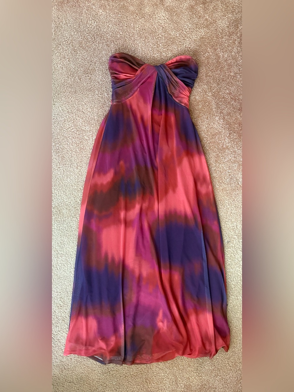 Express Strapless Ombre Maxi Dress in Pink and Purple